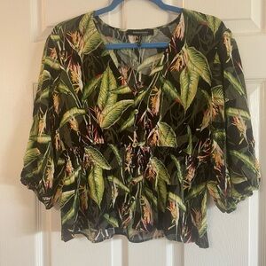 BCBG Max Azaria Size Large birds of paradise blouse
